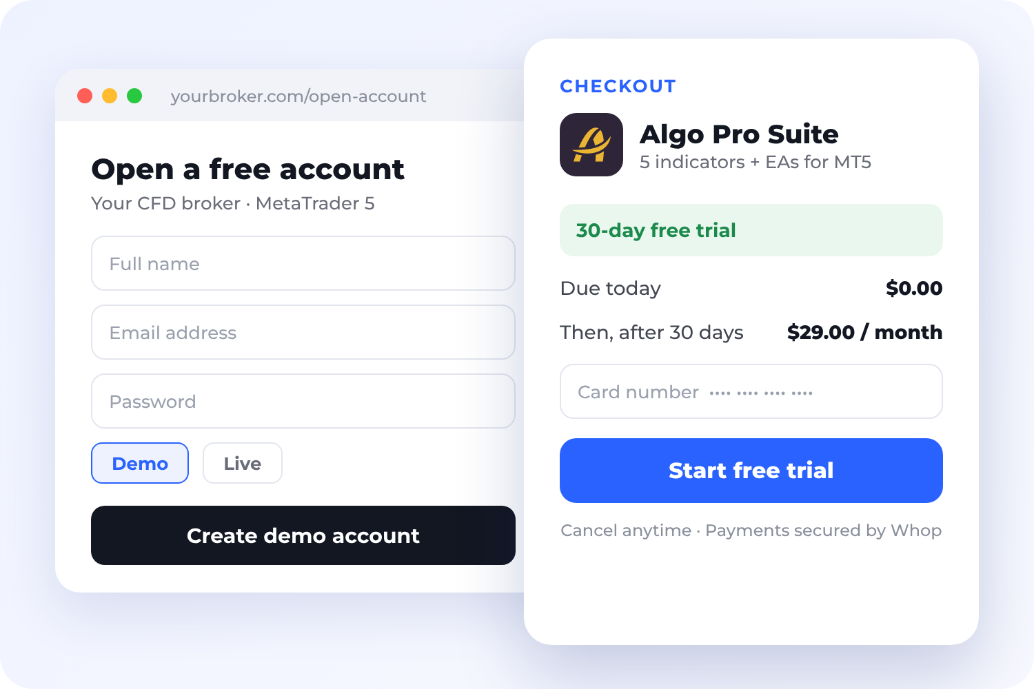 1. Start your free trial on Whop